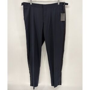 Alton Lane Mens 34X31 Tailored Fit Tuxedo Pants Navy Satin Stripe Formal NWT